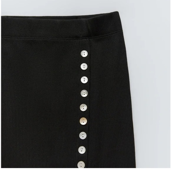 ZARA Pencil Basic Skirt Midi Casual Side Split Ribbed Knit Bodycon Skirt - Picture 5 of 8